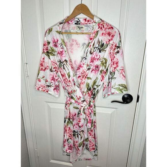 Show Me Your MuMu Garden Of Blooms White Pink Floral Bride Robe OS Girly Boho - Picture 2 of 7
